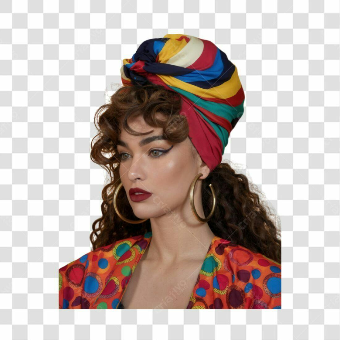Imagem PNG com fundo transparente Mulher turbante colorido