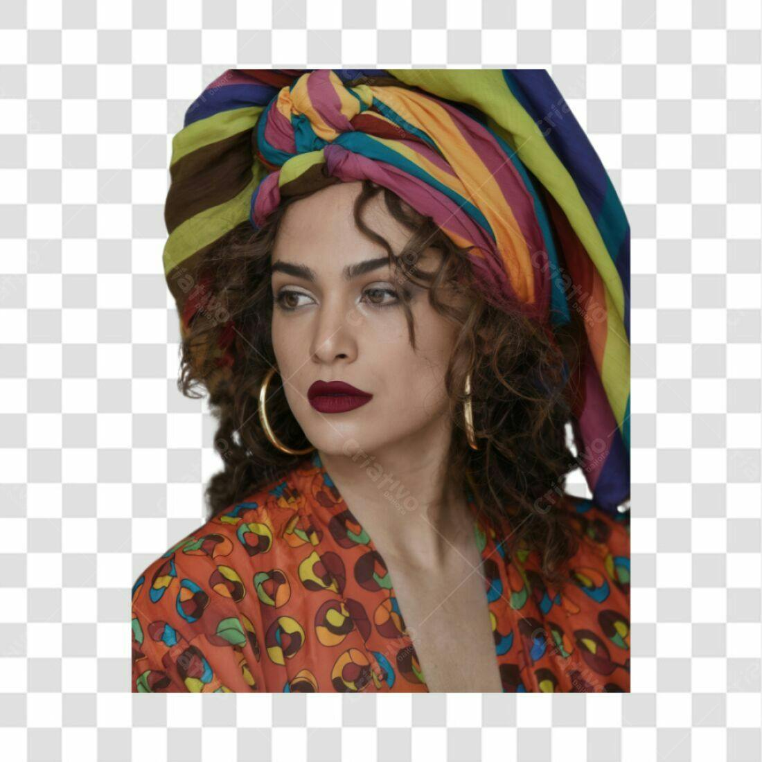 Imagem PNG com fundo transparente Mulher turbante colorido