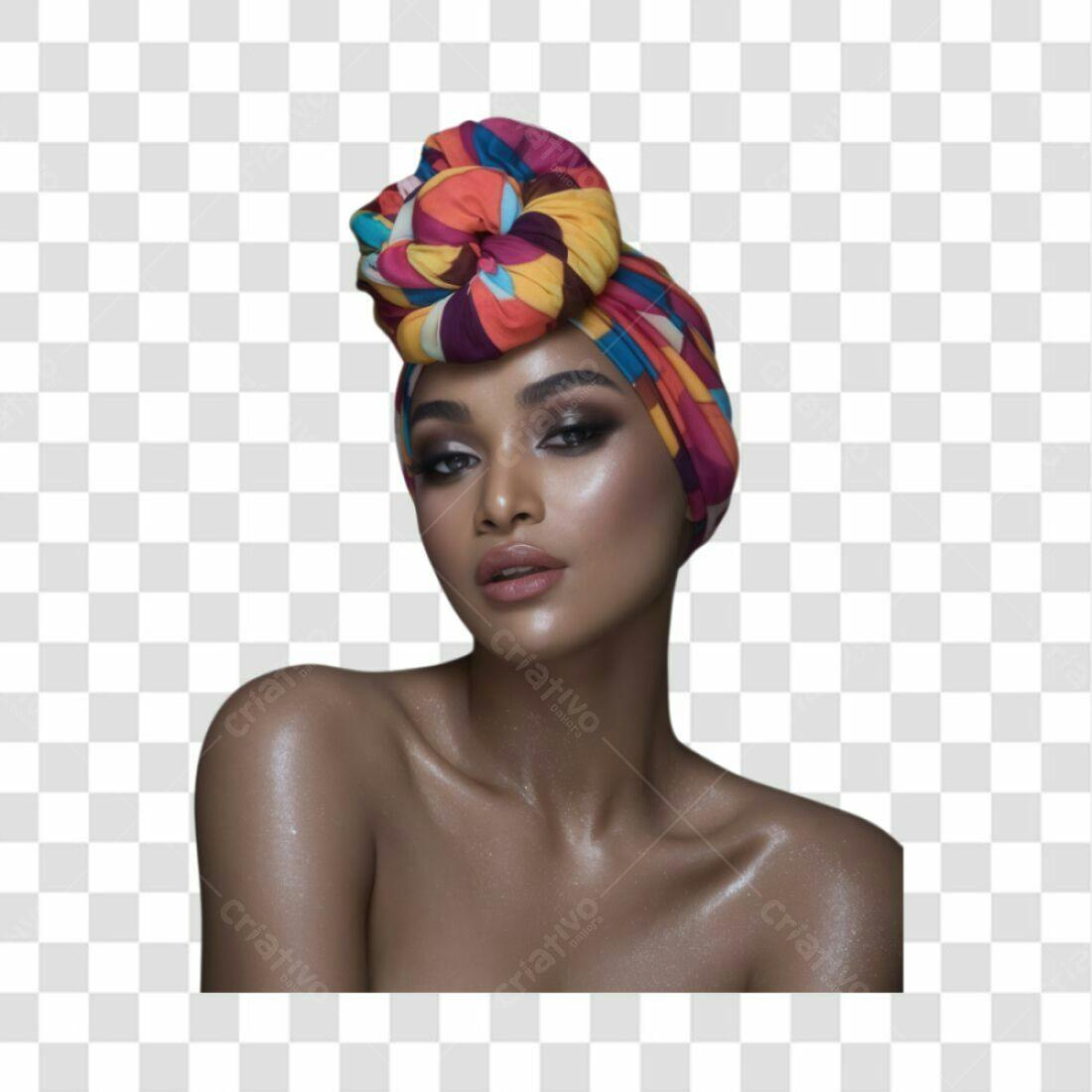 Imagem PNG com fundo transparente Mulher Negra turbante colorido