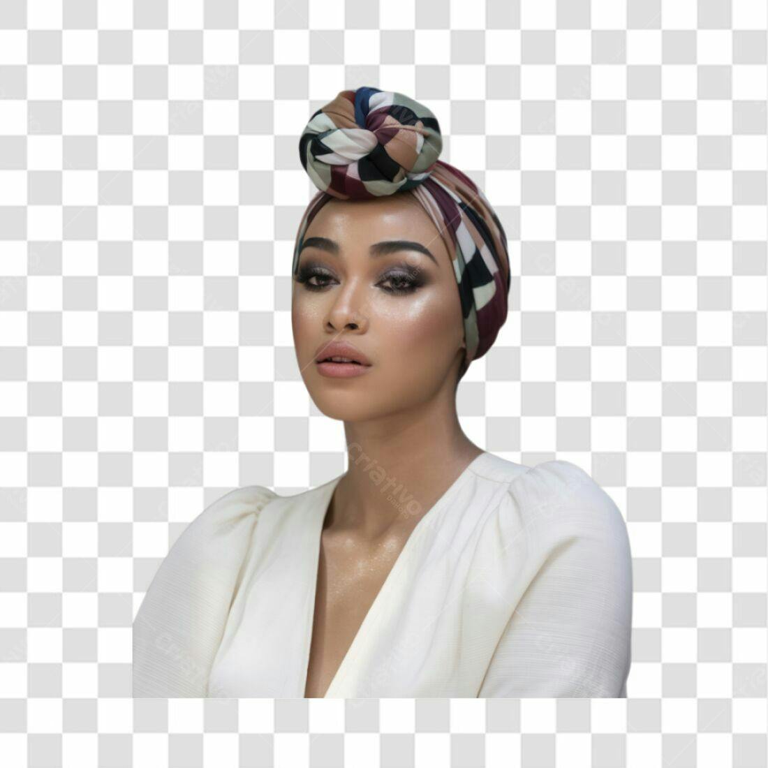 Imagem PNG com fundo transparente mulher turbante