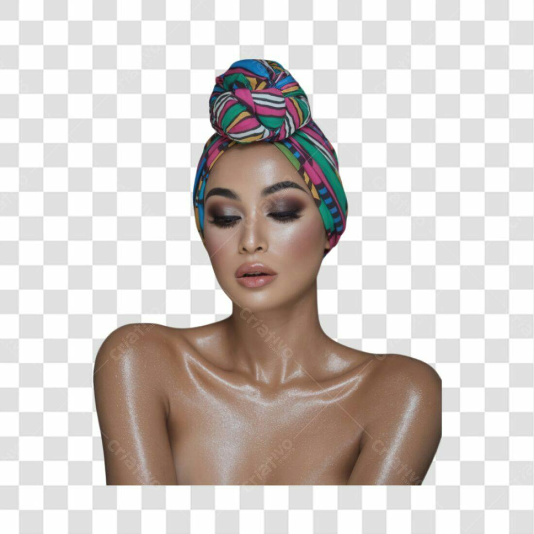 Imagem PNG com fundo transparente Mulher turbante colorido