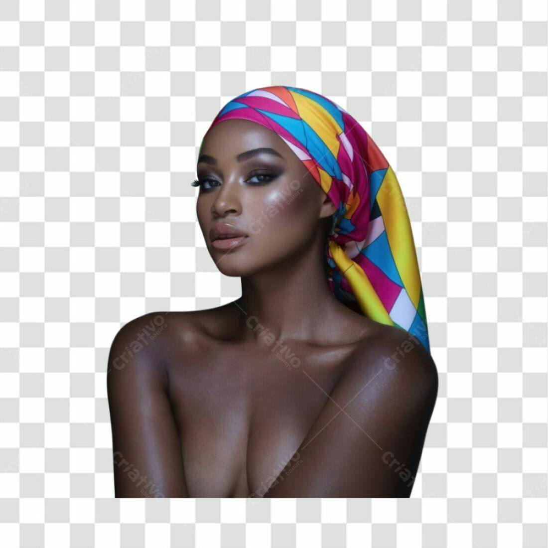 Imagem Mulher Negra com Turbante PNG com fundo transparente