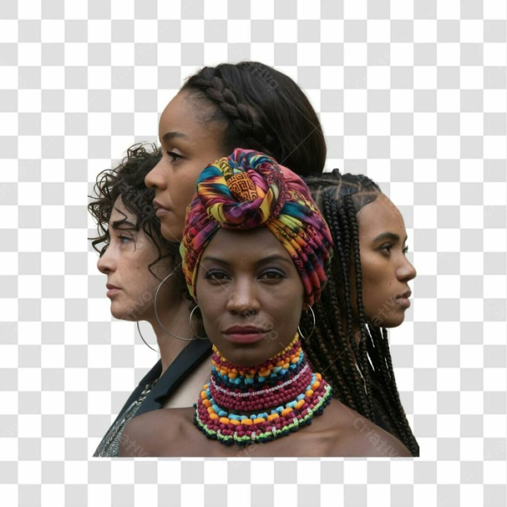 Mulher Negra Afro Elemento Psd Png