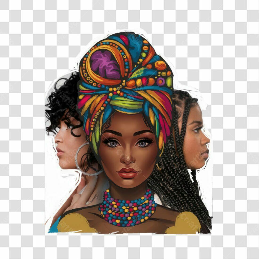 Icone Mulheres Afro PNG com fundo transparente