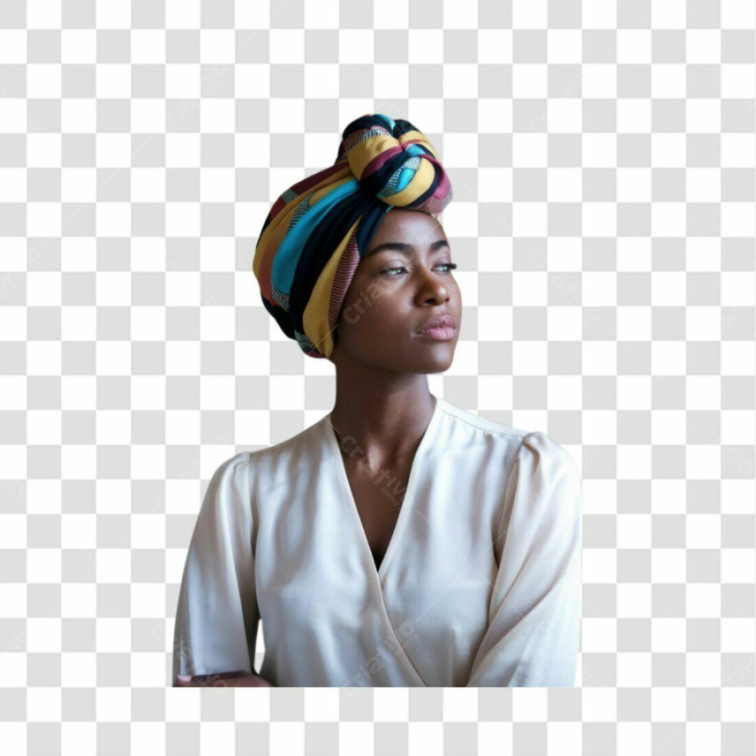 Imagem PNG Mulher Negra Turbante com fundo transparente