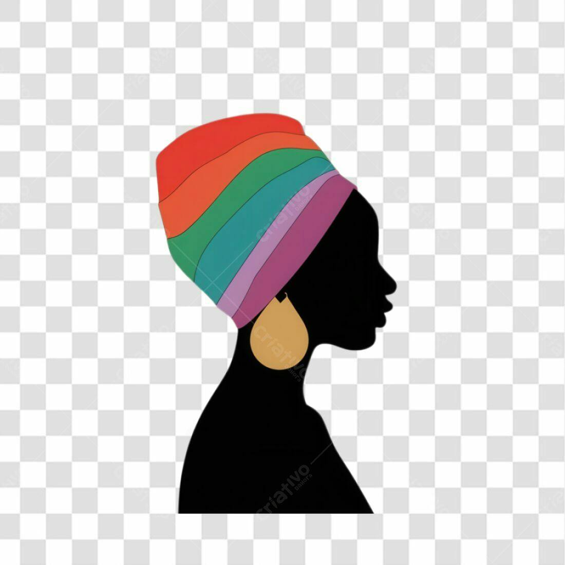 Ícone Mulher Negra com Turbante PNG com fundo transparente