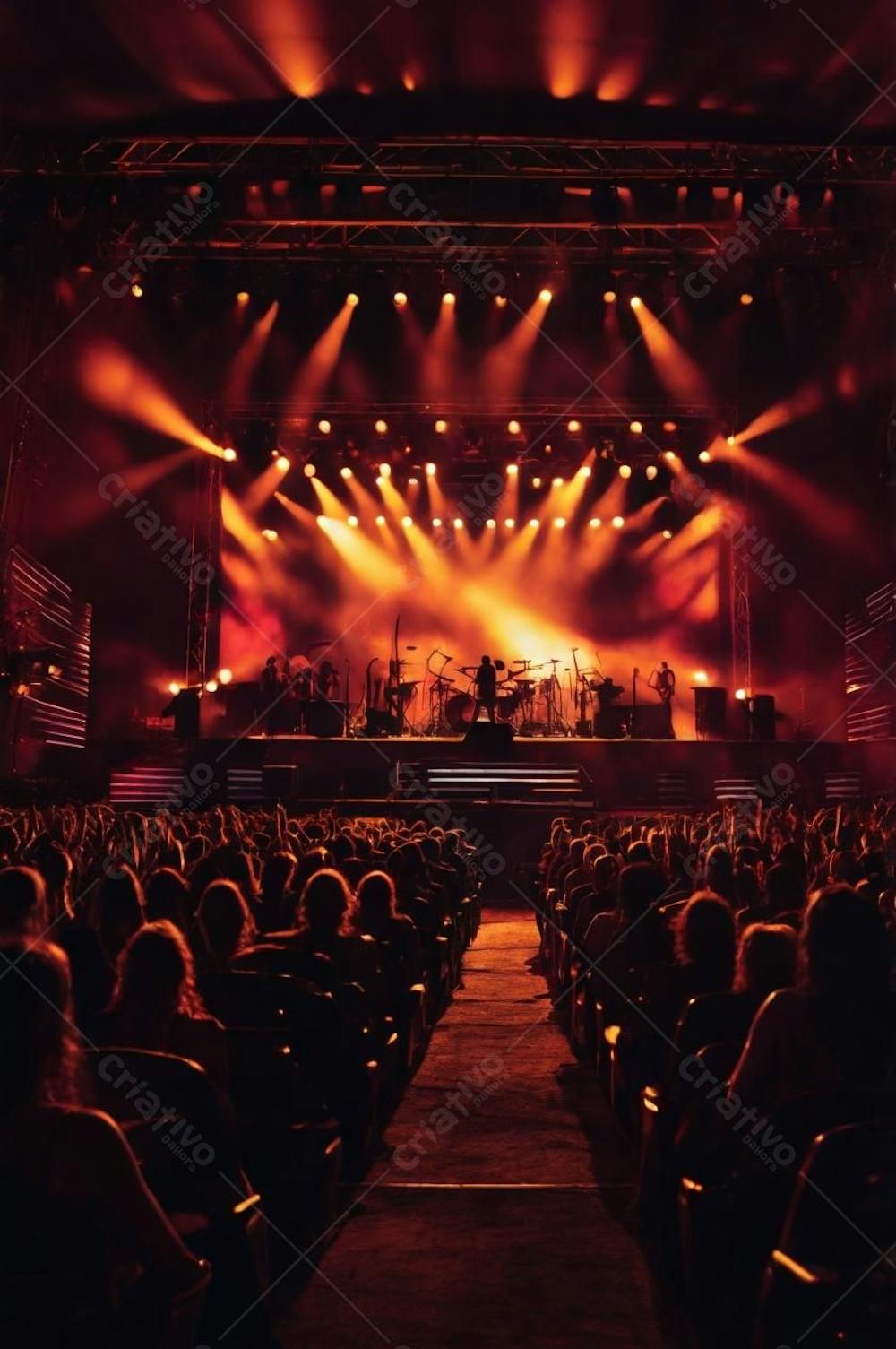 Imagem De Um Palco Com Um Grandioso Show Lotado 