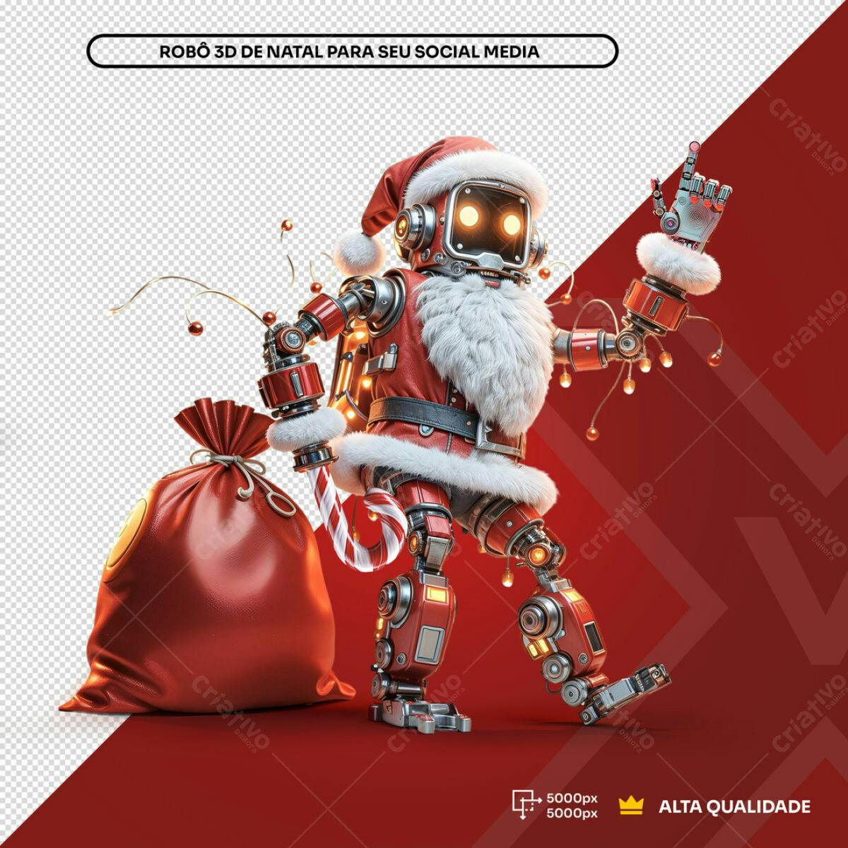 Arte Natalina Robô Papai Noel PSD Editável