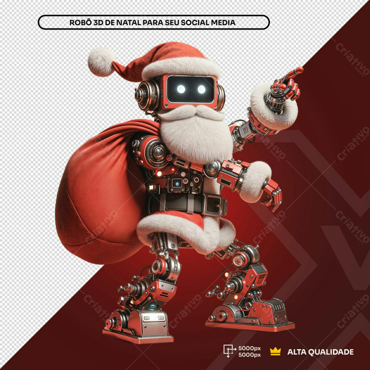 Robô Papai Noel 3D Natal PSD Editável