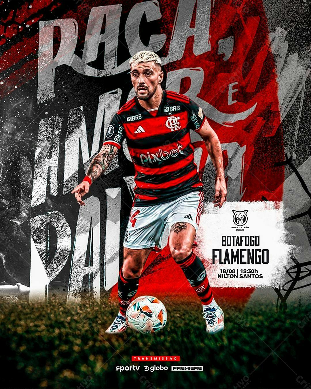 Flyer Botafogo x Flamengo PSD Editável