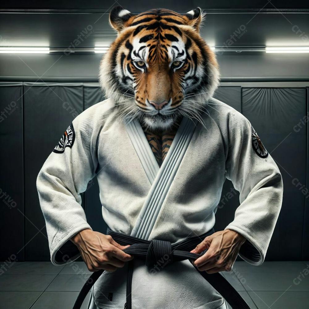 Tigre Jiu Jitsu Em Um Cenário De Academia