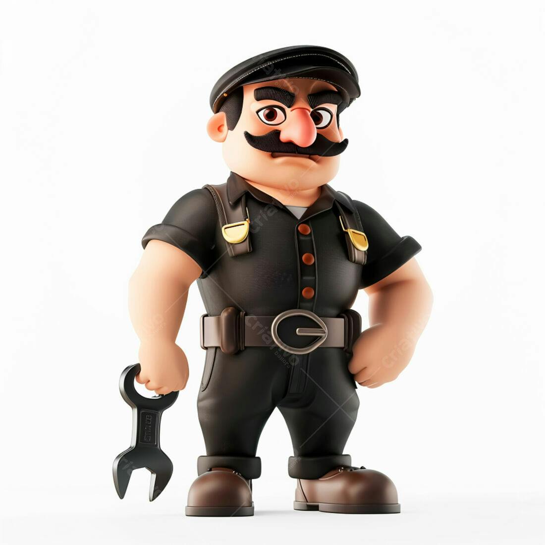 Mecânico 3D com chave inglesa