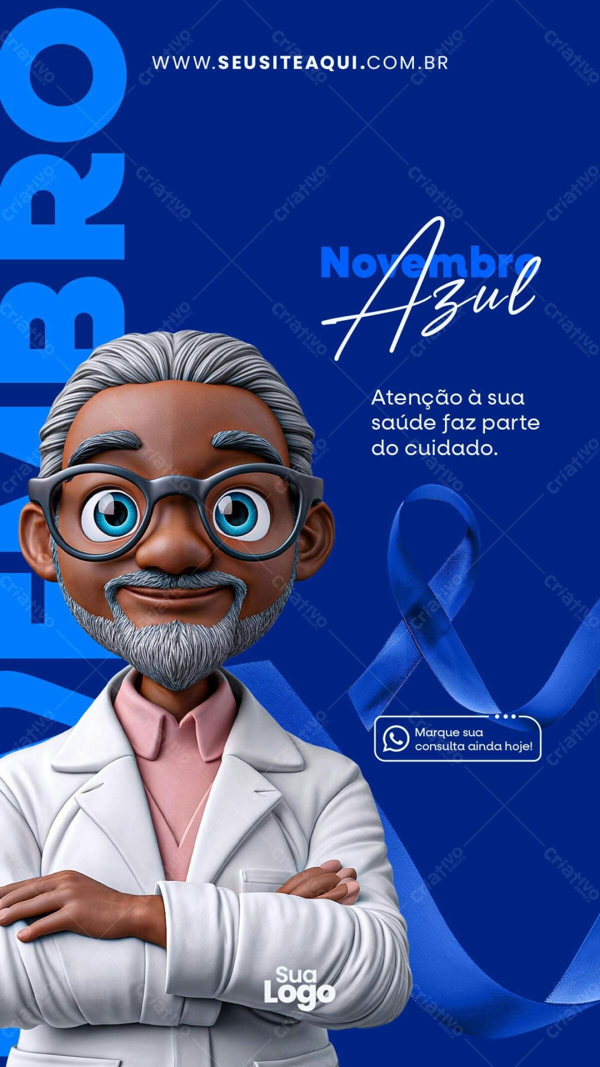 Post para Novembro Azul PSD Editável