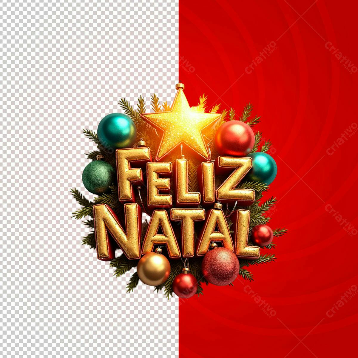 Arte Natalina Feliz Natal PSD Editável