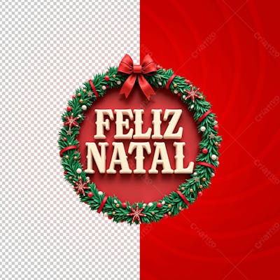 Feliz Natal Selo 3D Vermelho 1