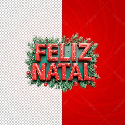 Feliz Natal Selo 3D Vermelho 2