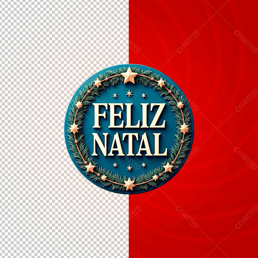 Feliz Natal Azul Redondo