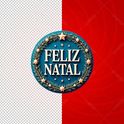 Feliz Natal Azul Redondo