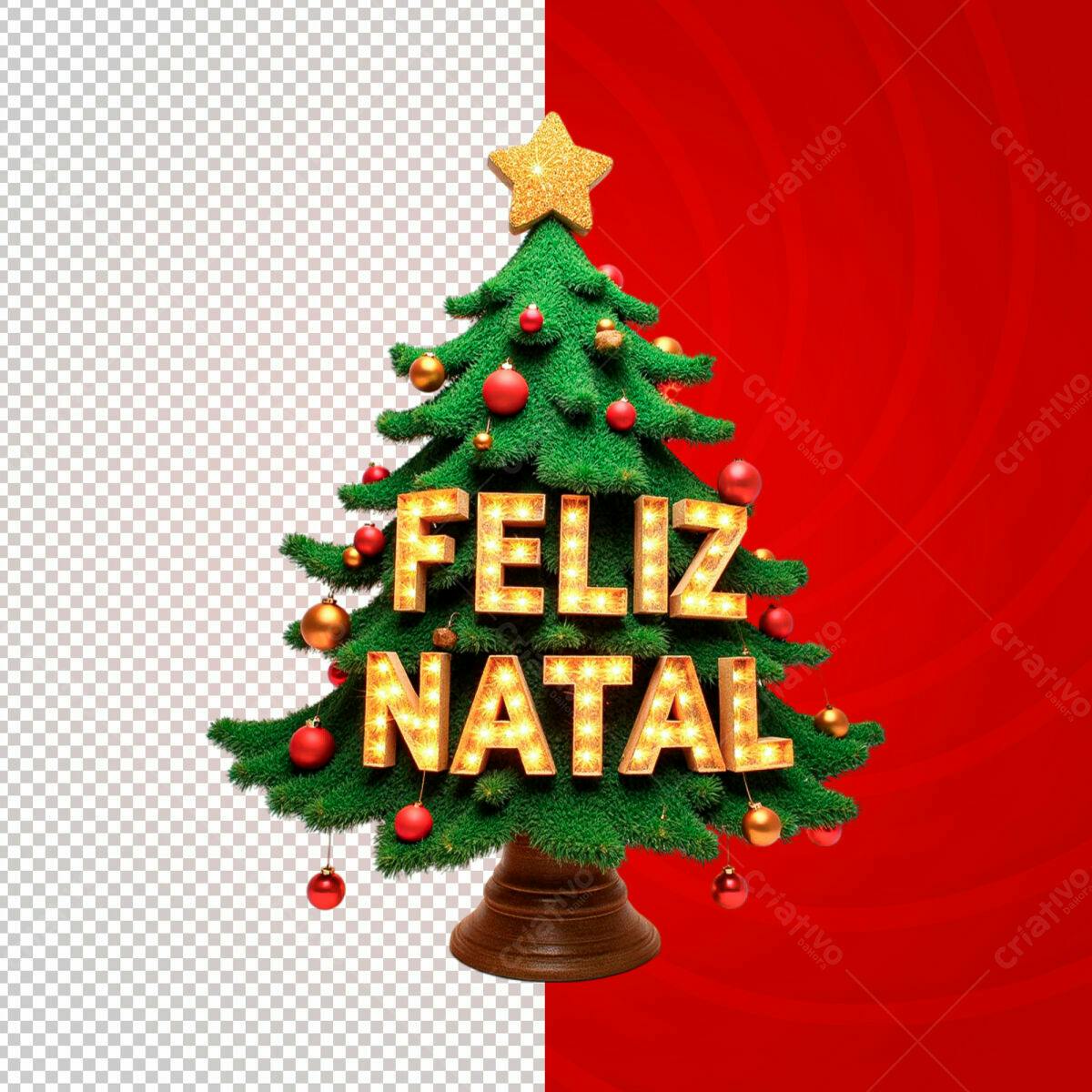 Árvore de Natal Feliz Natal PSD Editável