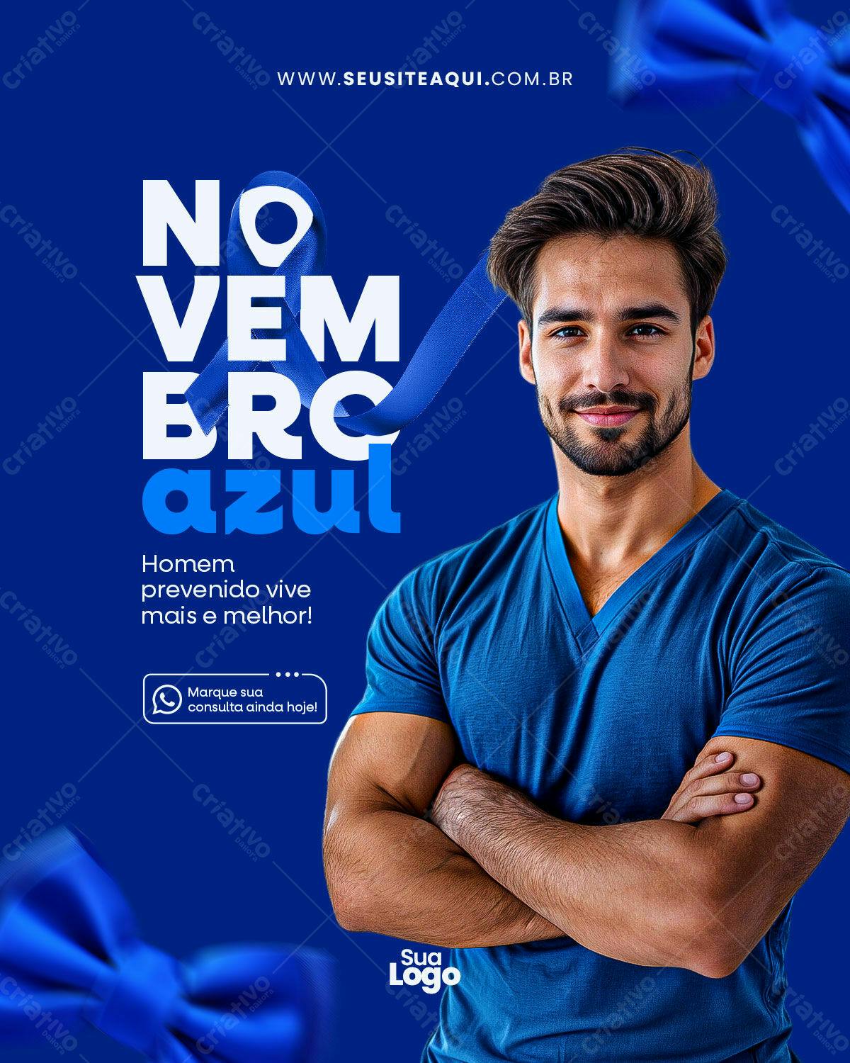 Flyer Novembro Azul PSD Editável