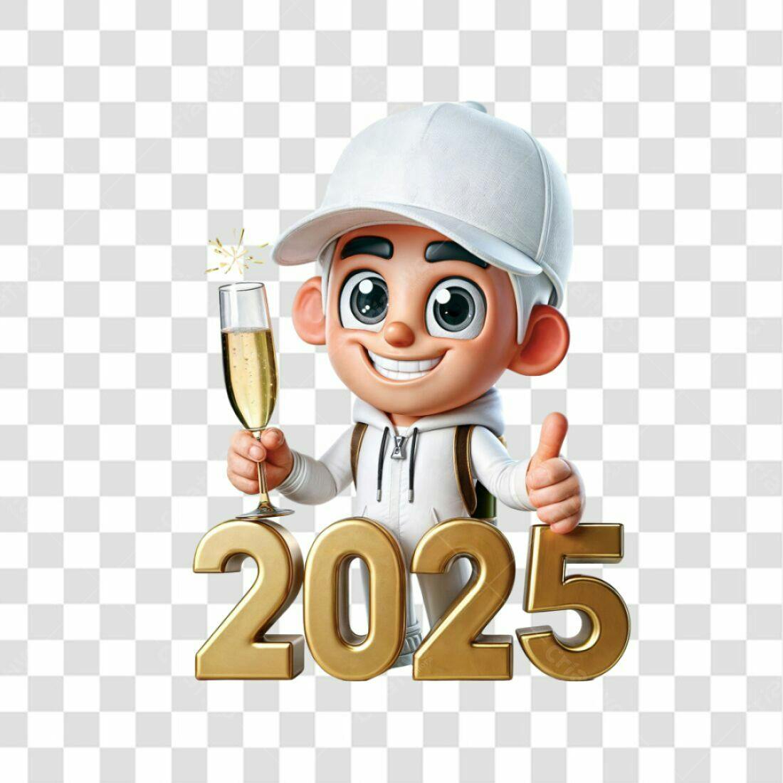 Icone Ano Novo 2025 PNG com fundo transparente
