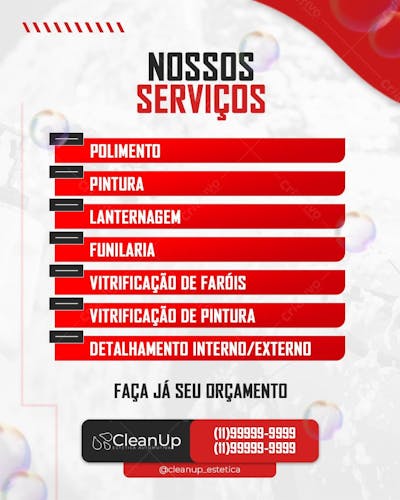 Psd Editável Estética Automotiva 