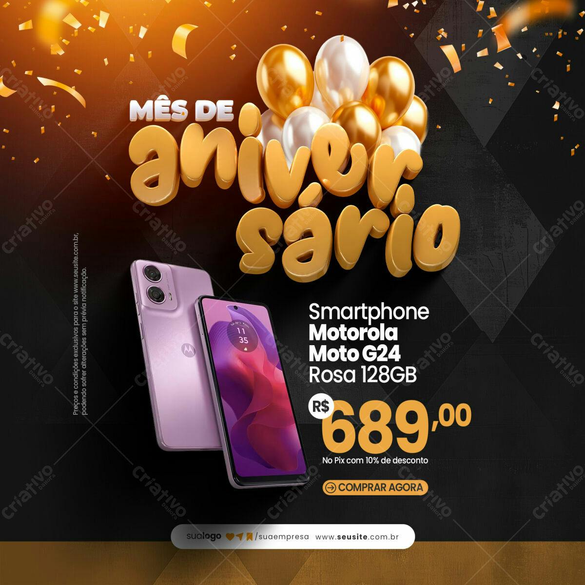 Banner Aniversário Loja de Celulares PSD Editável