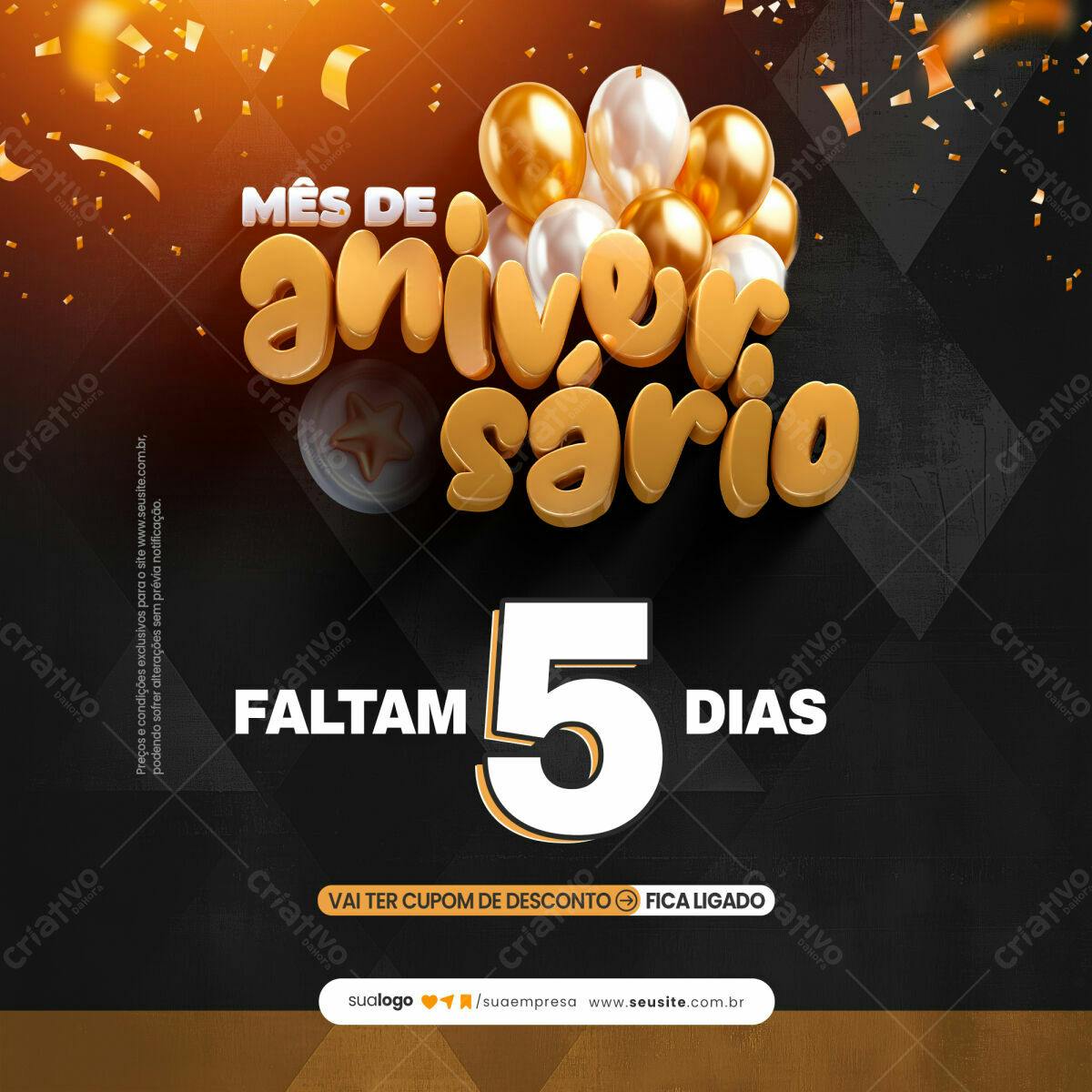 Flyer para Anúncio de Aniversário PSD Editável