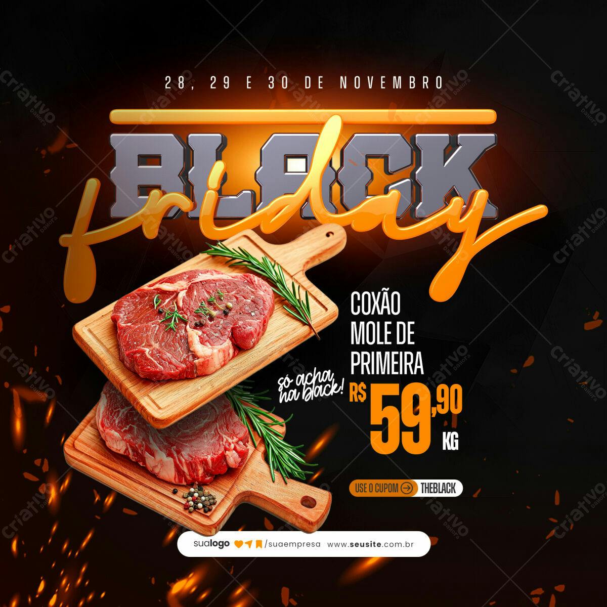 Flyer Black Friday Churrascaria PSD Editável