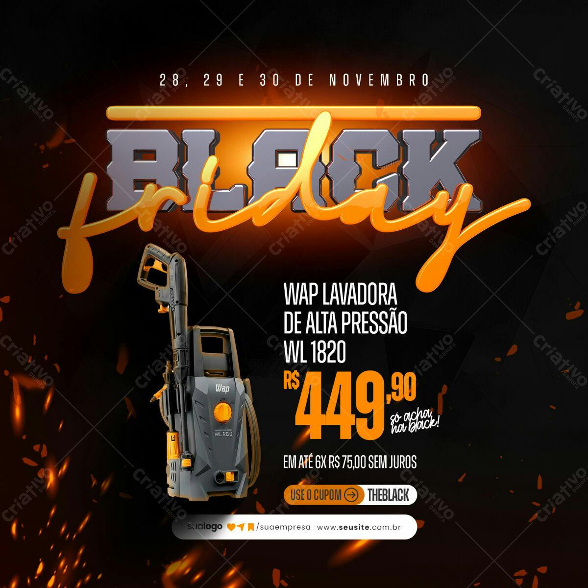 Flyer Black Friday Lavadora de Alta Pressão PSD Editável
