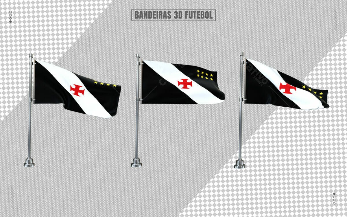 Bandeiras 3D Futebol PSD Editável