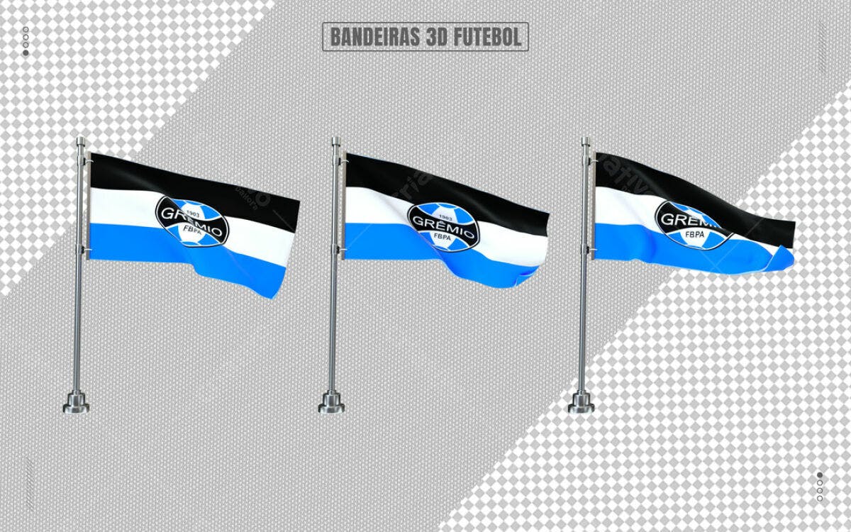 Bandeiras 3D Grêmio FBPA PSD Editável