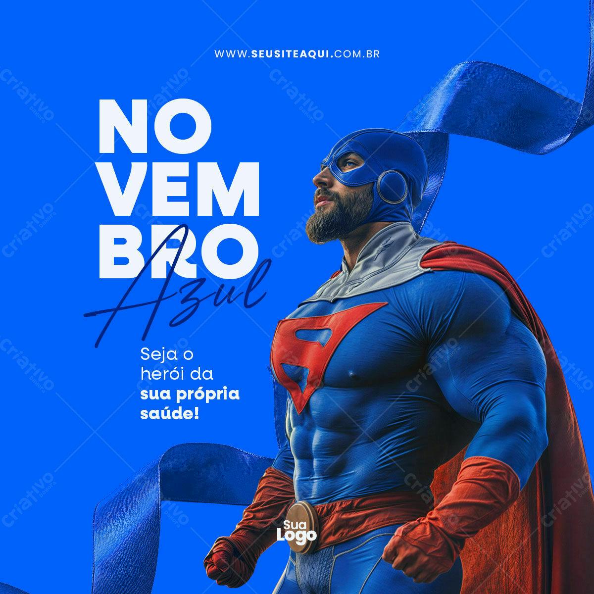 Postagem Novembro Azul PSD Editável