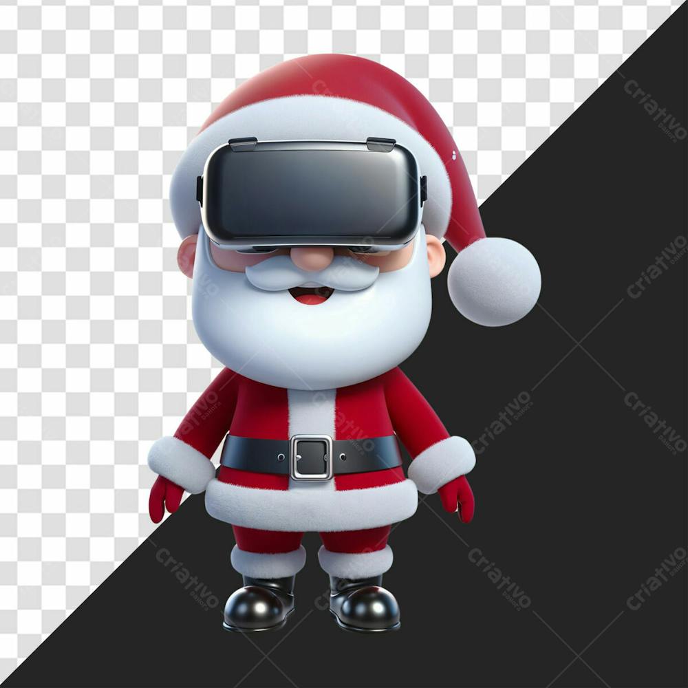 Personagem 3D Papai Noel Com Oculos De Realidade Virtual Para O Natal