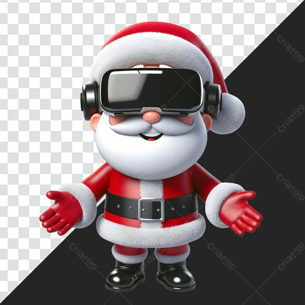 Personagem 3D Papai Noel Com Oculos De Realidade Virtual Para O Natal