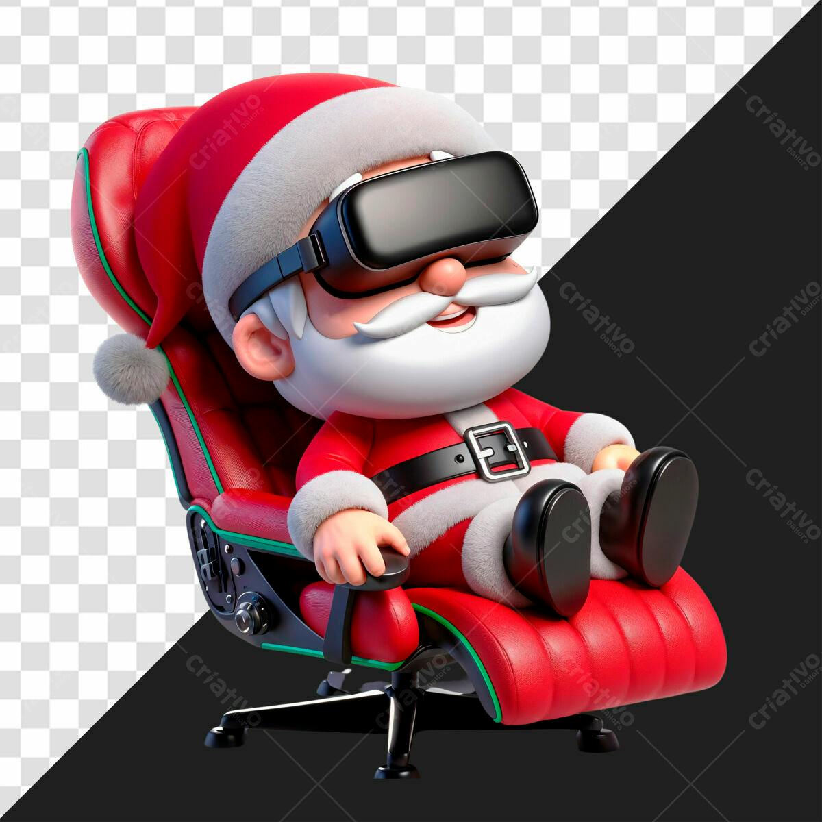 Ilustração Papai Noel em Realidade Virtual PSD Editável