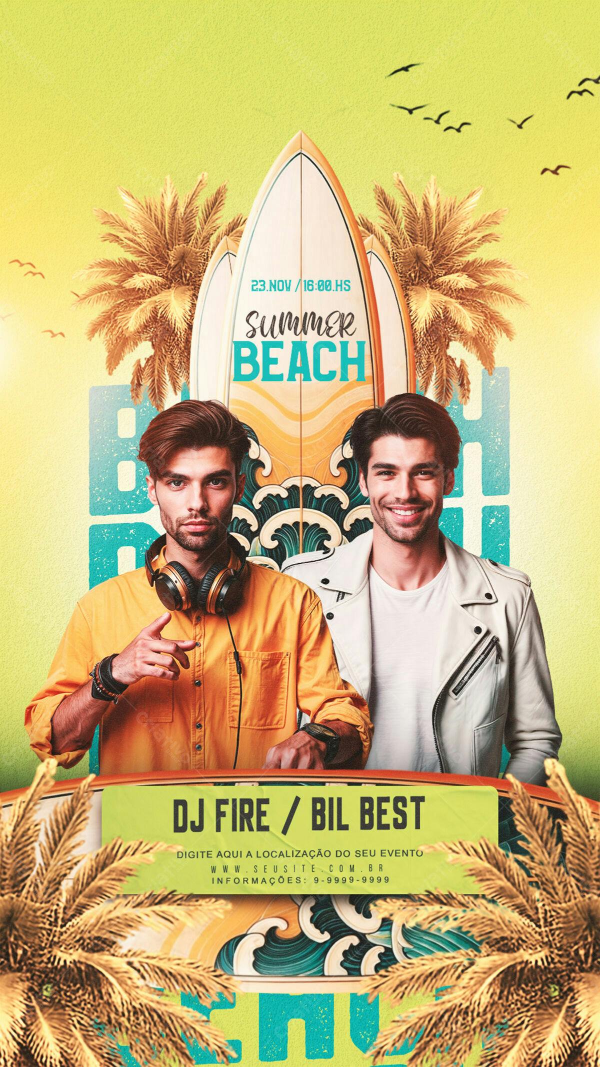 Flyer Festa na Praia Verão PSD Editável