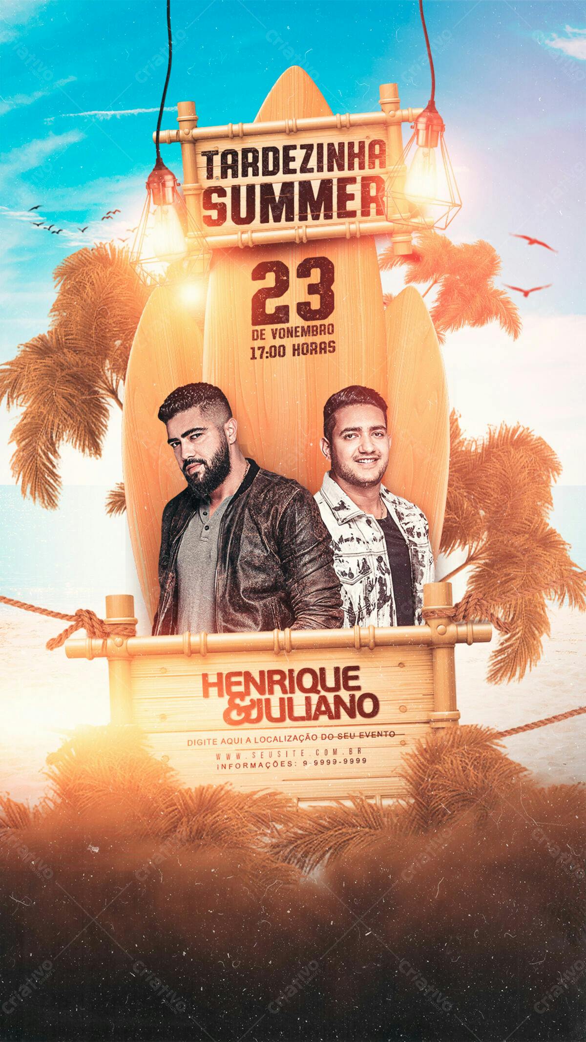 Flyer para Festa de Verão com Henrique e Juliano PSD Editável