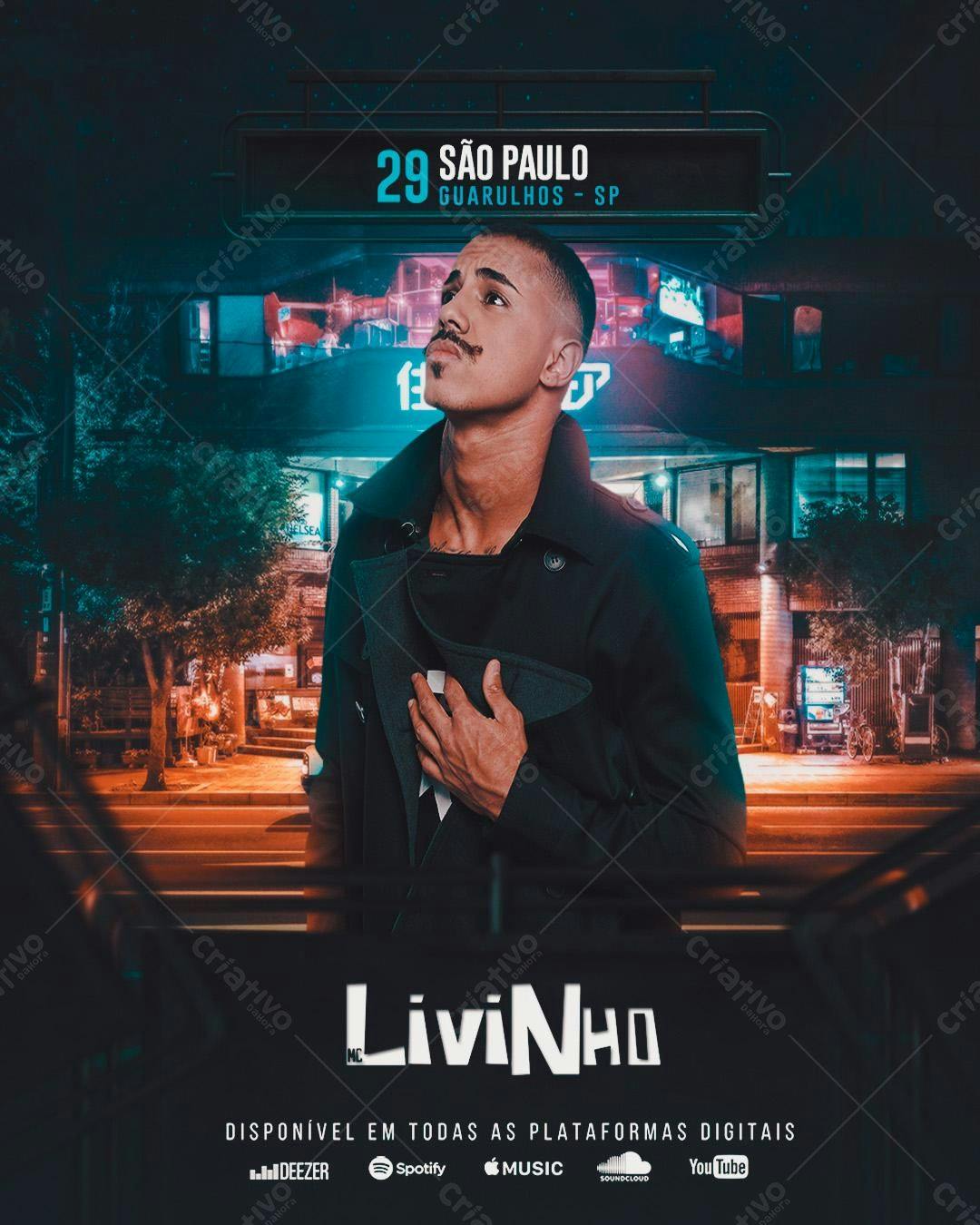 Flyer Show MC Livinho em Guarulhos PSD Editável