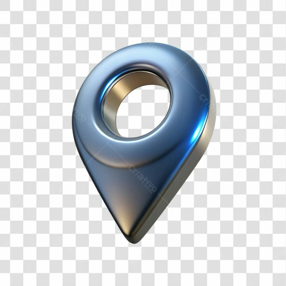 Ícone De Mapa Azul Metálico Elemento 3D Png Ia