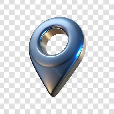 Ícone De Mapa Azul Metálico Elemento 3D Png Ia