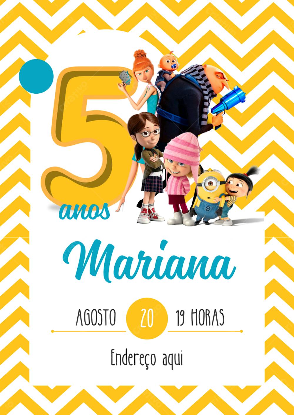 Convite De Aniversário Infantil Meu Malvado Favorito