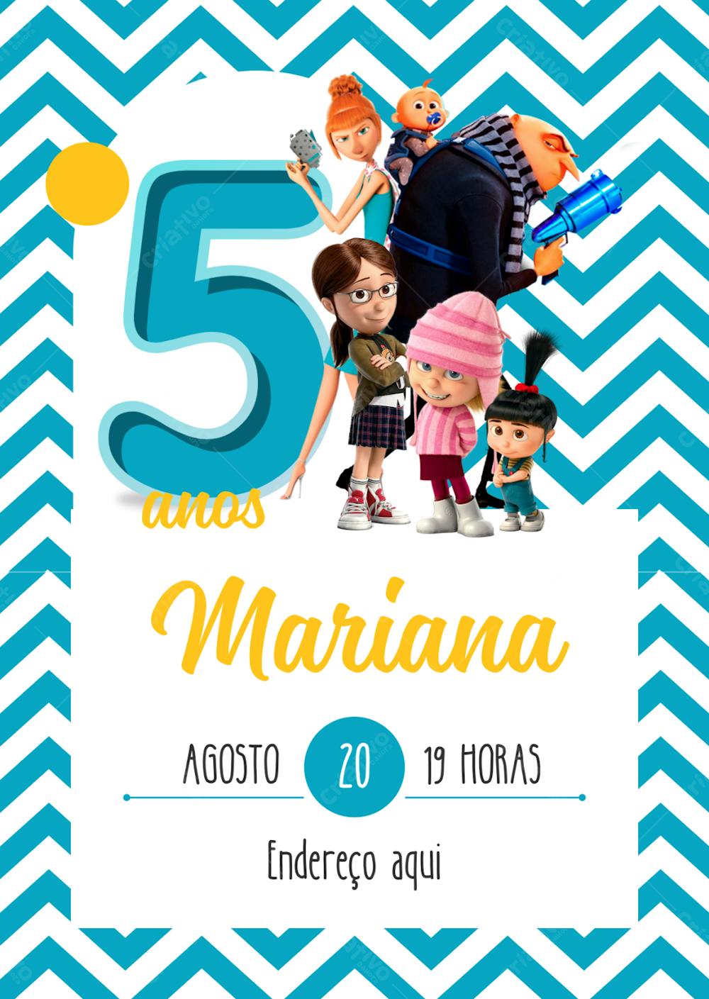 Convite De Aniversário Infantil Meu Malvado Favorito