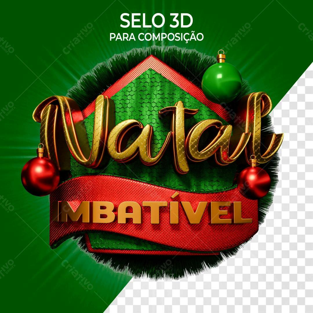 Selo 3D Natalino Dourado e Verde
