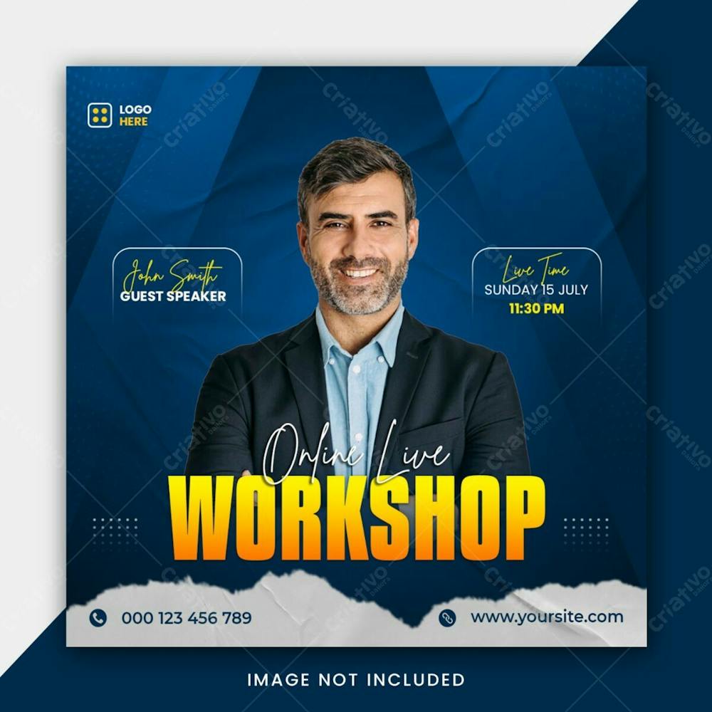 Online Live Workshop Social Media Post Banner Template