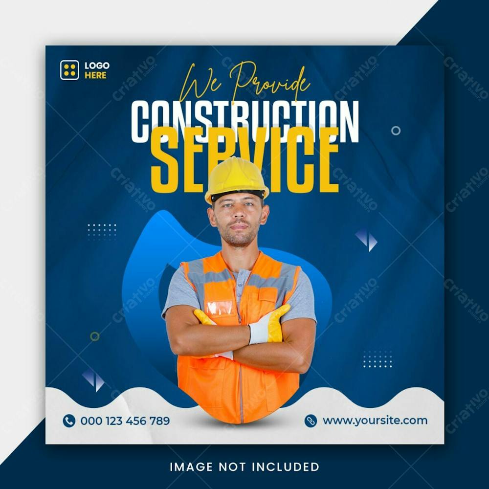 We Provide Construction Service Social Media Post Banner Template
