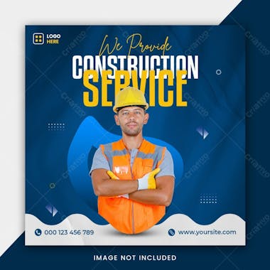 We Provide Construction Service Social Media Post Banner Template