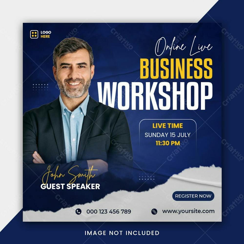 Online Live Business Workshop Social Media Post Banner Template