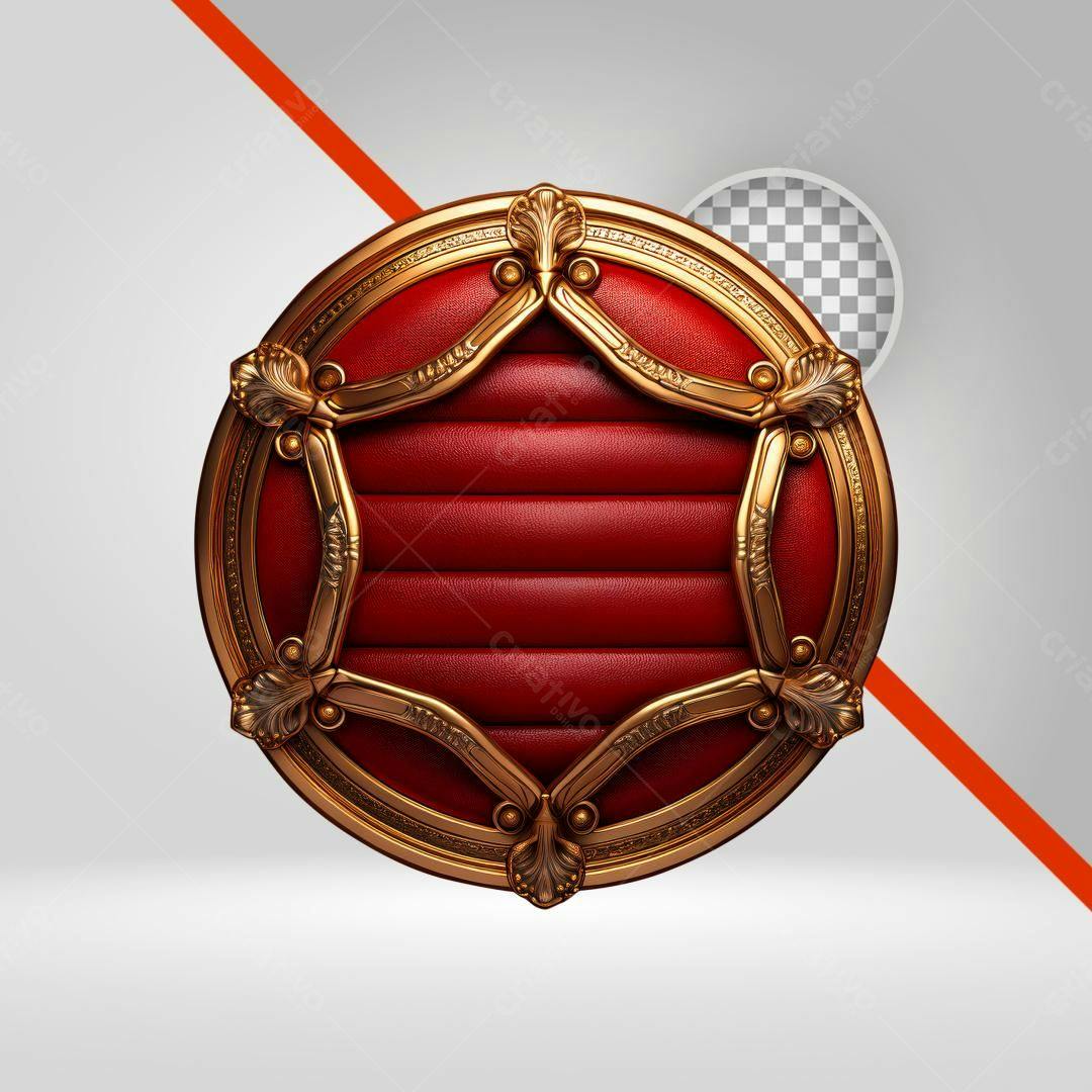 Selo Redondo Luxo Vermelho e Dourado PNG com fundo transparente