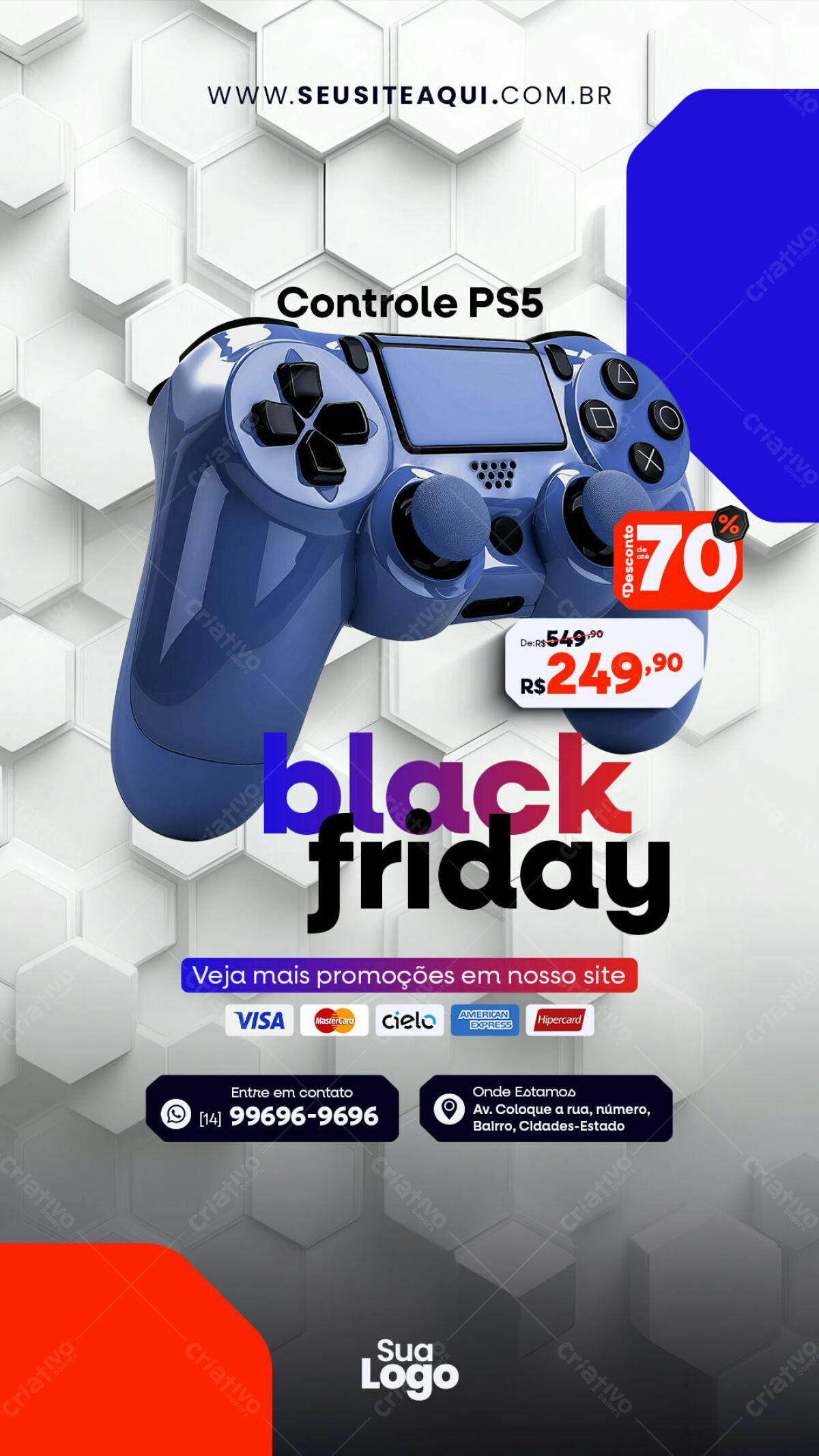 Flyer Black Friday Controle PS5 PSD Editável